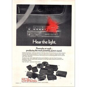 1973 Craig Powerplay Car Stereo Audio Vintage Print Ad Audiophile 70s Wall Art